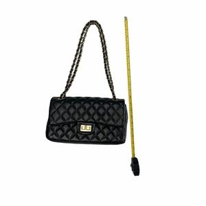 Black and gold chained quilted shoulder bag